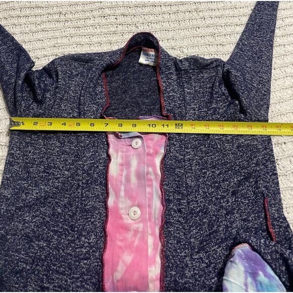 Rags 2 Riches Button Front Cardigan Upcycled Handmade Womens Large Tie Dye Blue - Picture 5 of 9